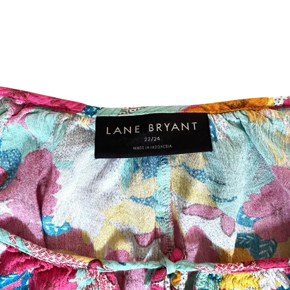 Lane Bryant 3X Classic Medium-Sleeve Peasant Top in Bali Bliss with 3/4 Sleeves - Picture 6 of 12